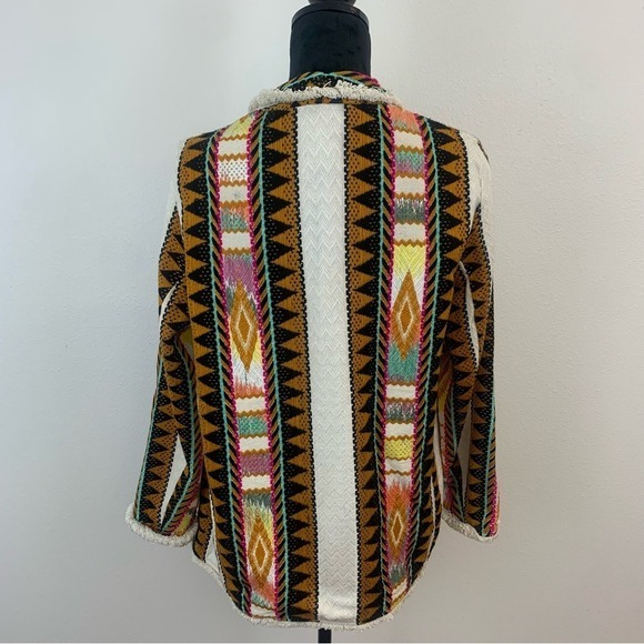 H&M Women's S Colorful Geometric Aztec Tribal Print Blazer Jacket Chic Bohemian - Picture 3 of 9